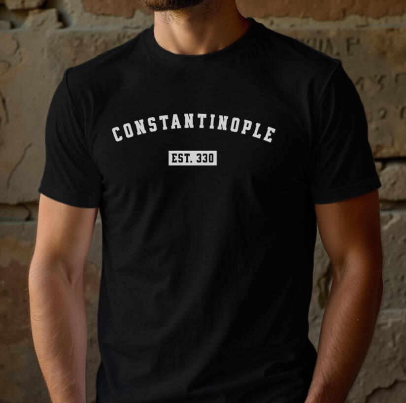 Constantinople Byzantine Empire t-shirts and historical apparel featuring the ancient city